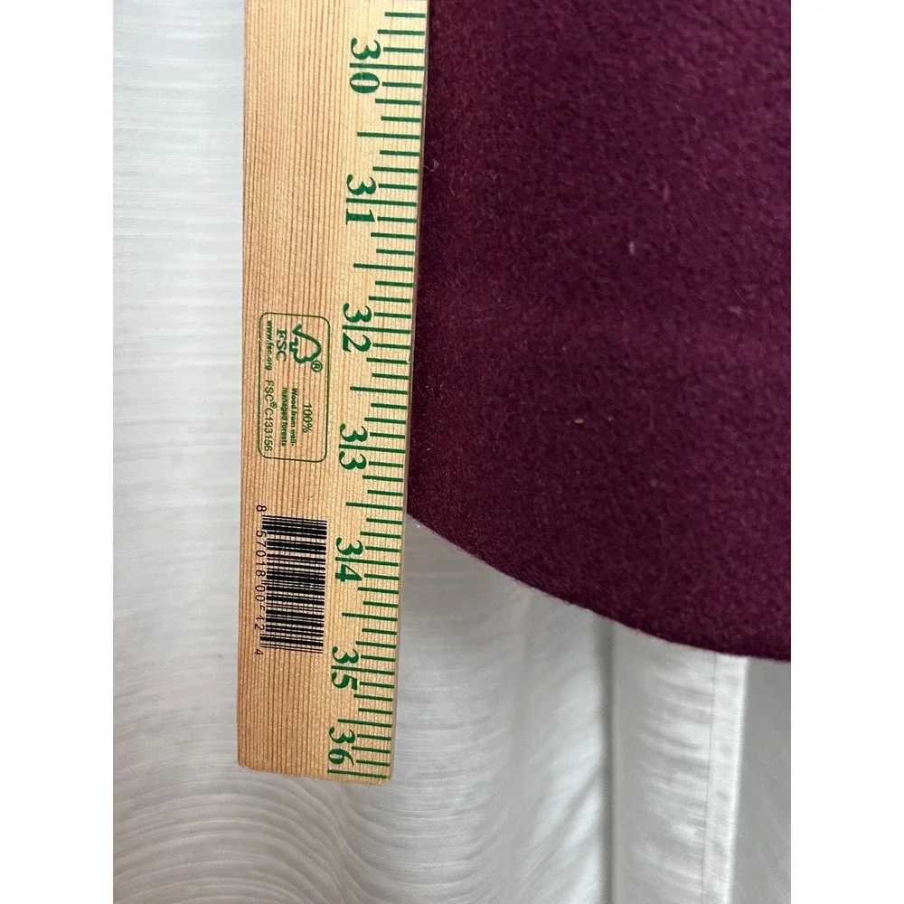 Vintage Lord & Taylor N. Fischer Burgundy Wool Velvet Trim Coat Youth Size 12